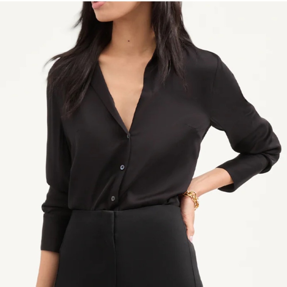 Equipment Black tuxedo silk blouse size xs from Anthropologie